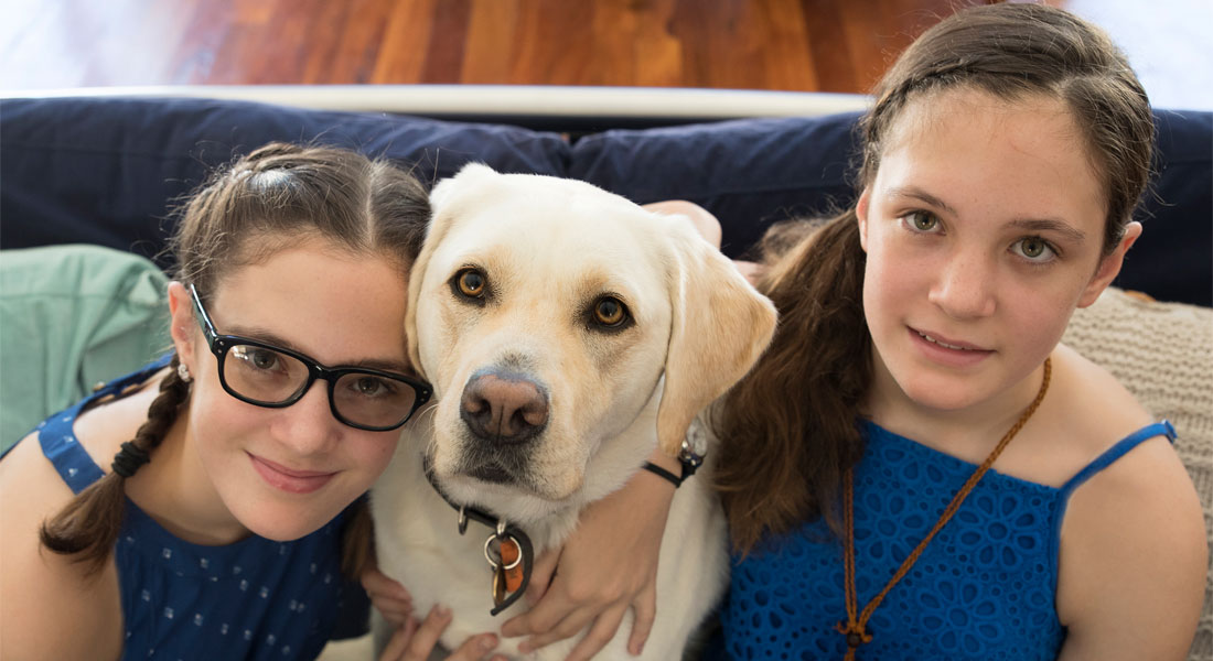 Caitlin and Bethany with Companion Dog Ellie