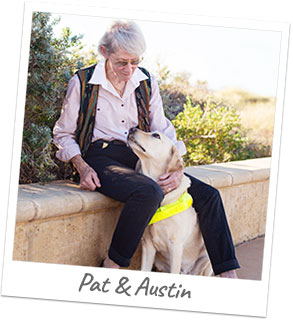 Pat with Guide Dog Austin