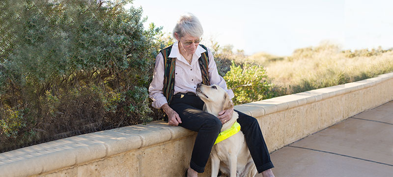 Pat with Guide Dog Austin