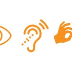 Icons depicting sight, hearing and sign language