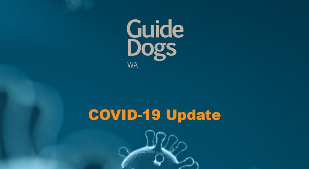 Guide Dogs WA Logo with text COVID-19 Update on decorative background